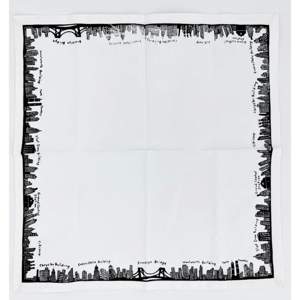 New York Skyline Napkins Fishs Eddy Cotton Twin Towers Retired Square 19
